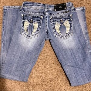 Miss Me Light Blue Boot Cut Jeans with Embellished Wings